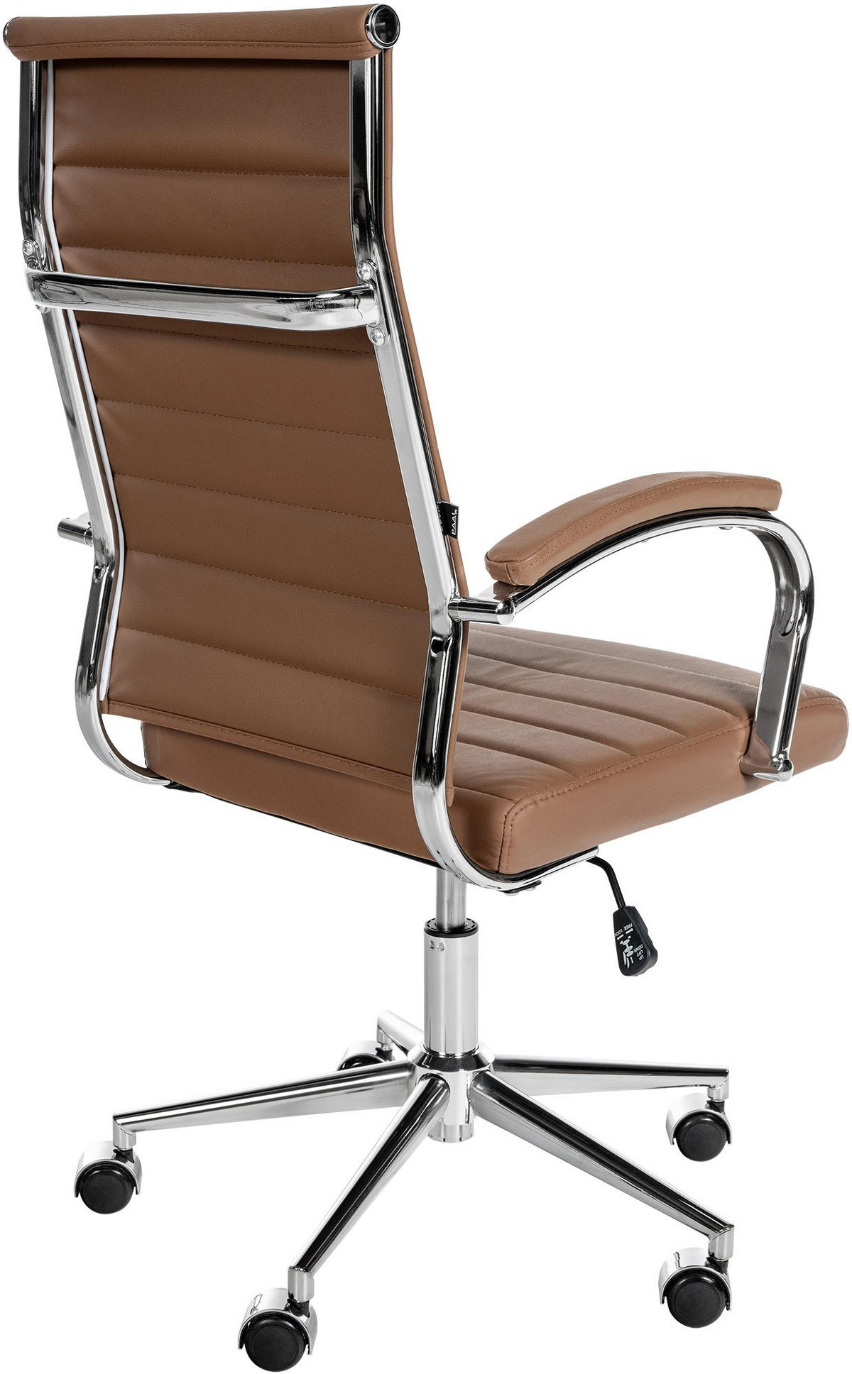 DREHSTUHL Echtleder hellbraun - Chromfarben/Hellbraun, Leder/Metall (56/102/61cm) - CLP