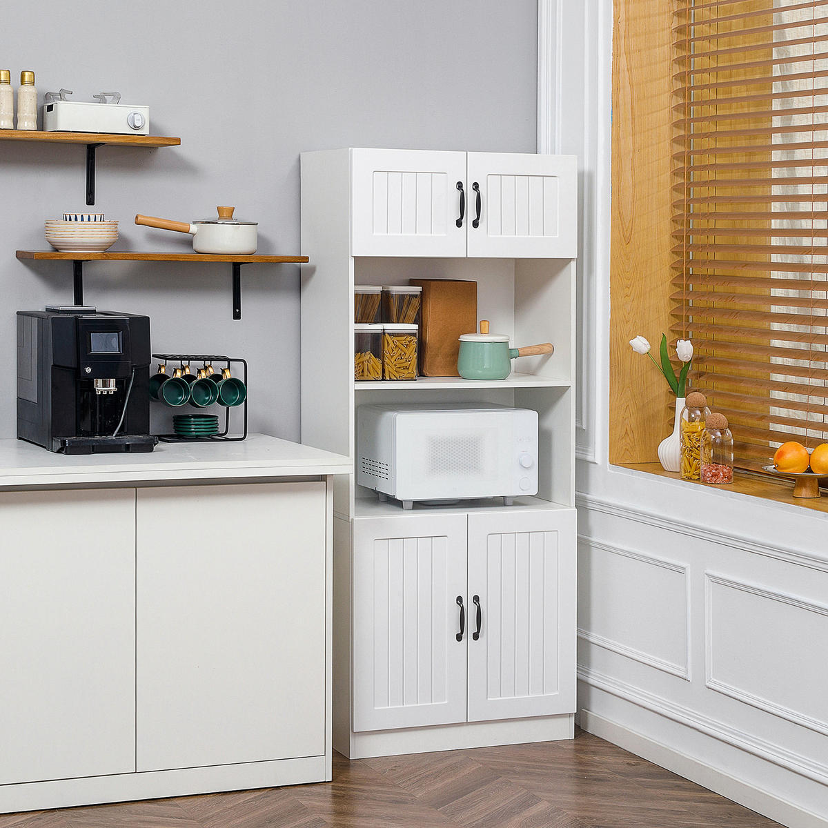 AUFBEWAHRUNGSSCHRANK, Spanplatte, Weiß, 70L x 40B x 170H cm - Weiß, Holzwerkstoff (40/170/70cm) - HOMCOM