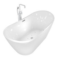FREISTEHENDE Badewanne F13 180x92cm Whirlpool Luftmassage Armatur AF05 - Weiß, Glas/Kunststoff (80/72/180cm) - AcquaVapore by Sandra Jentho