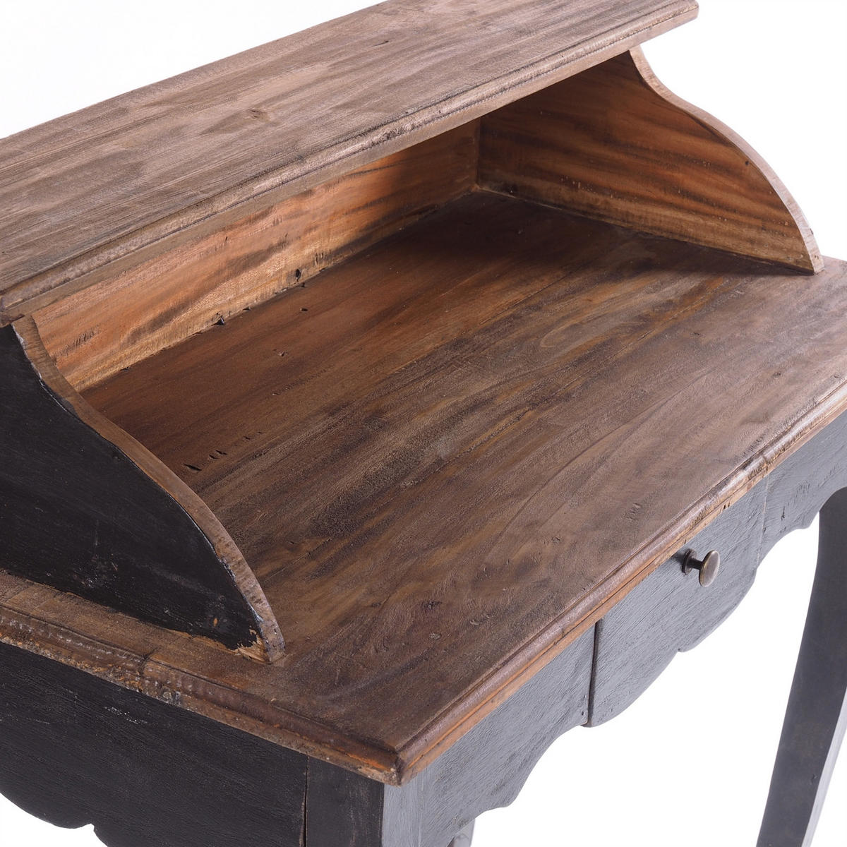 SEKRETÄR Napoleon Mahagoni Massivholz, mit Schublade 04 schwarz-natur - Graubraun, Holz (40/80/92cm) - DESIGN DELIGHTS