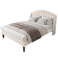 SAMT-POLSTERBETT 140/190 cm Beige mit gepolstertem Kopfteil & Lattenrost - Beige, Textil (140/190cm) - BEAOK