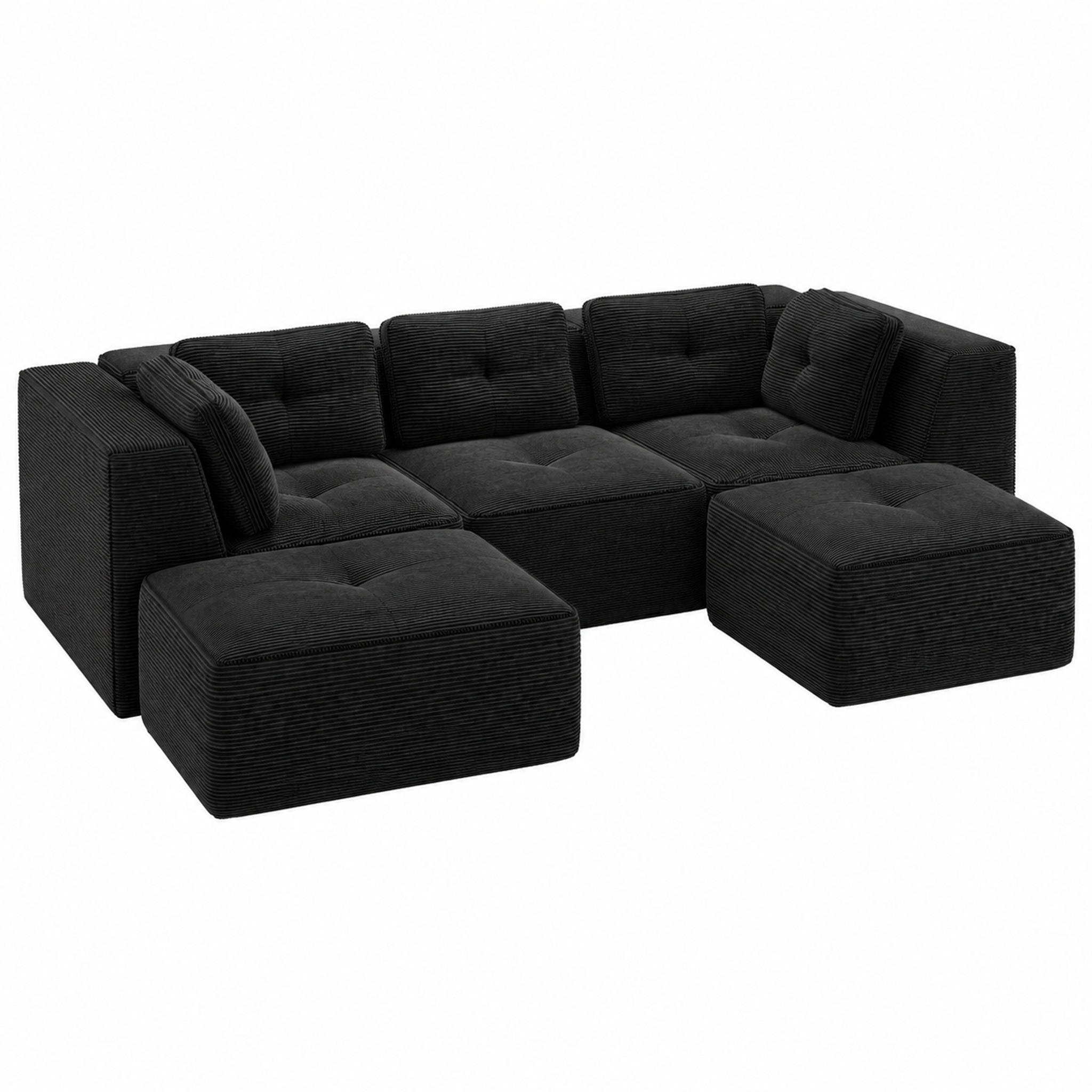 Meubliv Ecksofa Schwarz 177x69x297.1 cm
