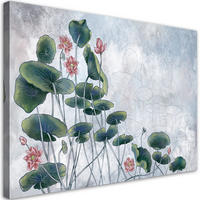 WANDBILD rote wasserlilie - Türkis, Textil (60/40cm) - Feeby