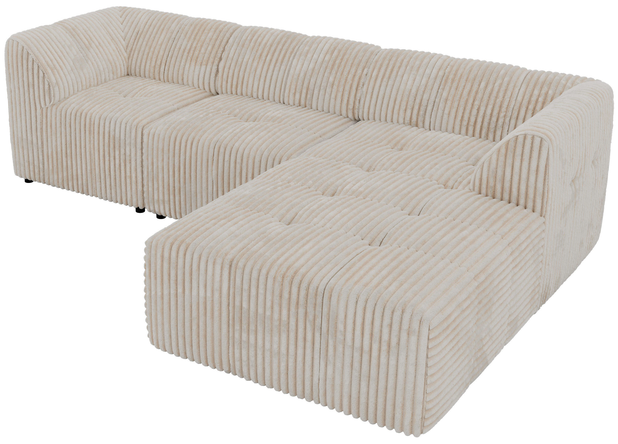 ROHOVÁ SEDAČKA VORITA L 3M - Béžová Manšestr - Pravá - černá/krémová, textil/plast (176/267cm) - MKS