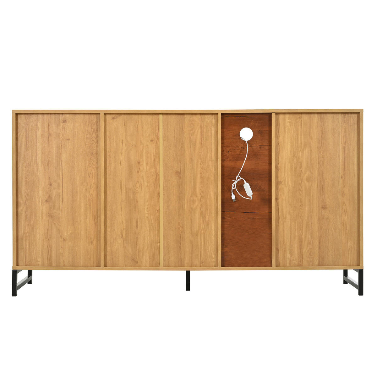 SIDEBOARD 160/40/85 cm mit 3 Schubladen, LED-Beleuchtung & Glas-Elementen - Naturfarben, Holzwerkstoff (160/85/40cm) - BEAOK