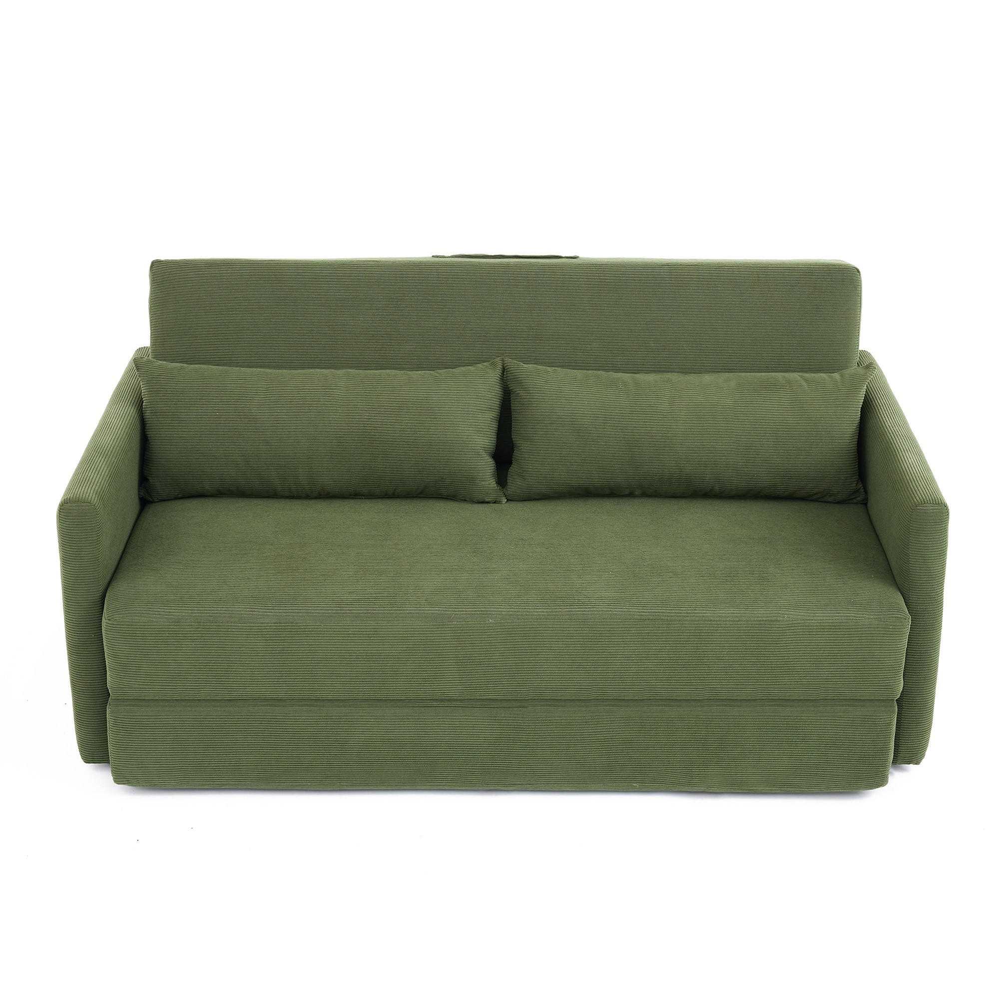 SCHLAFSOFA 2-Sitzer Sofa mit Schlaffunktion,klappbar,Grün - Grün, Textil (165/82/92cm) - LVHOM