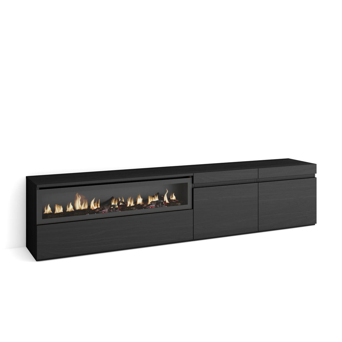 LOWBOARD Elektrokamin, schwarz, 200/35/45cm - Schwarz, Holzwerkstoff (200/45/35cm) - Skraut Home