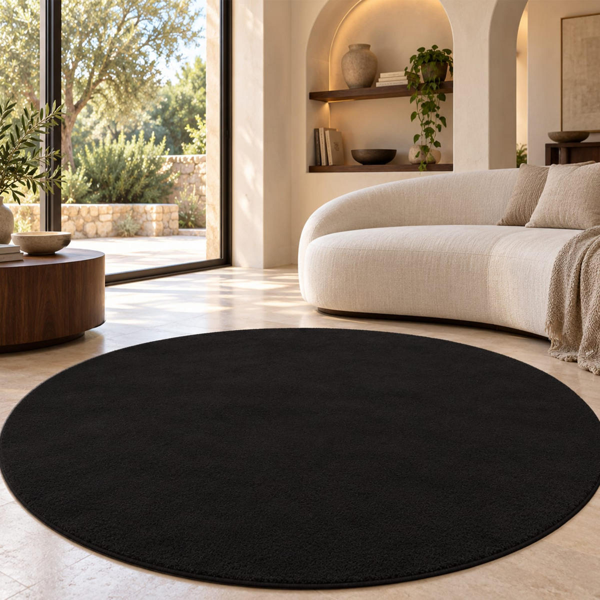 KURZFLORTEPPICH 80/80 cm Cadiz 630 - Schwarz, Kunststoff (80/80cm) - Paco Home
