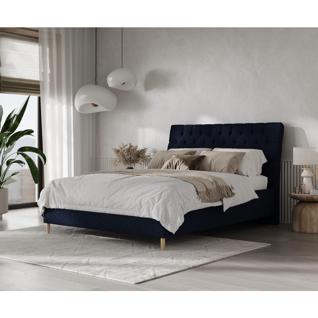 Thumbnail - AltaBeds Polsterbett, Dunkelblau, Textil, Buche, Kiefer, 120x200 cm, DIN EN 1021-1, Handmade in Europe, Schlafzimmer, Be...