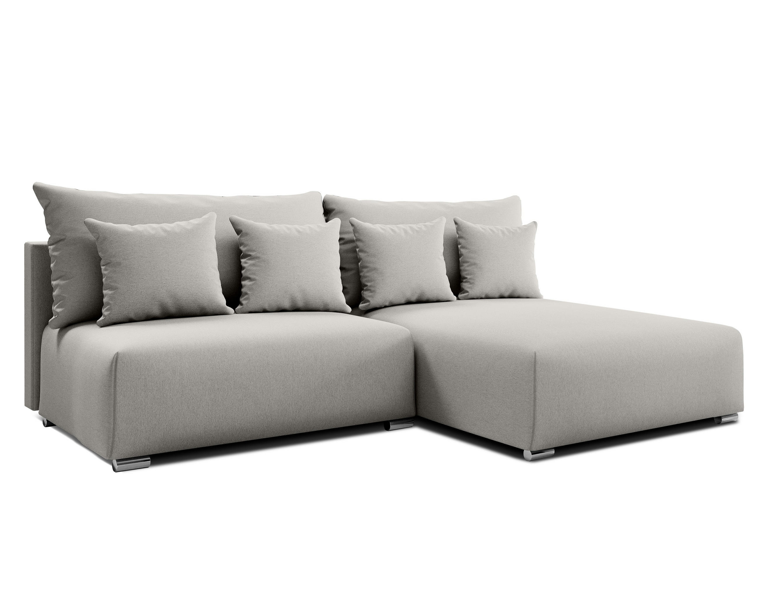 ECKSOFA L Form Ederra Hellgrau 208/190/91 cm – großes Sofa mit Schlaffunktion R - Silberfarben/Hellgrau, Textil/Metall (208/190cm) - AX Living