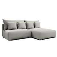 ECKSOFA L Form Ederra Hellgrau 208/190/91 cm – großes Sofa mit Schlaffunktion R - Silberfarben/Hellgrau, Textil/Metall (208/190cm) - AX Living