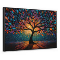 LEINWAND Bilder mit Rahmen - Mosaik - Bunt - Baum - Äste - 150x100 - Multicolor, Textil (150/100cm) - MuchoWow