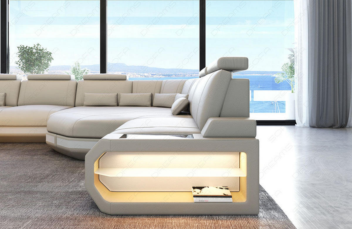 WOHNLANDSCHAFT Asti XXL - Beige, Leder (435/93/280cm) - Sofa Dreams