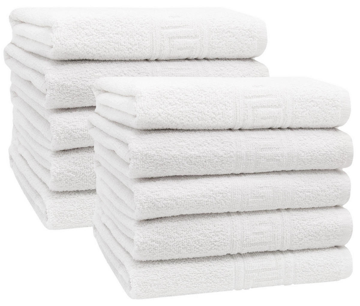 HANDTÜCHER, 10er-Set, 50x100 cm, 80% Baumwolle, 20% Polyester, Weiß - Weiß, Naturmaterialien (50/100cm) - Zollner