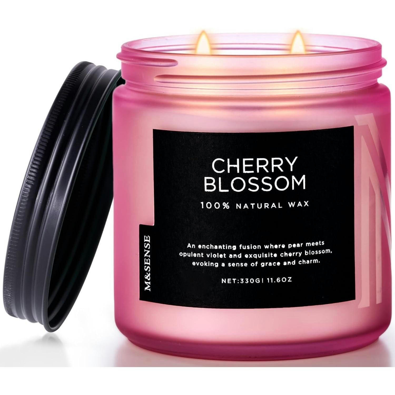 DUFTKERZE Kirschblüte 330g 70 Stunden Brenndauer - Rosa, Paraffin (9.5cm)