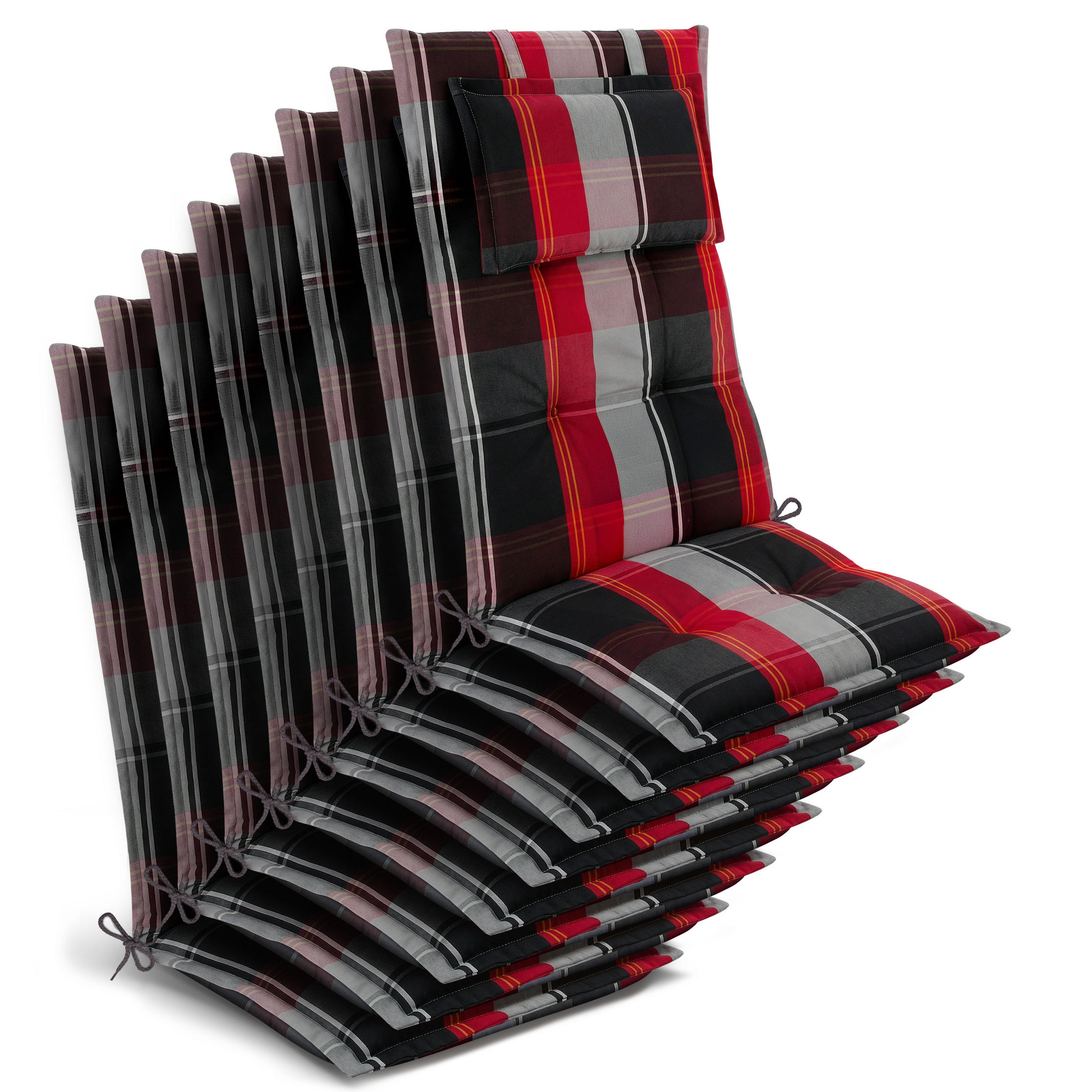HOCHLEHNER Highlux HL 120x52x7cm Schwarz-Rot-Weiß-Kariert (8tlg) - Schwarz, Textil (52/120cm) - Beautissu 