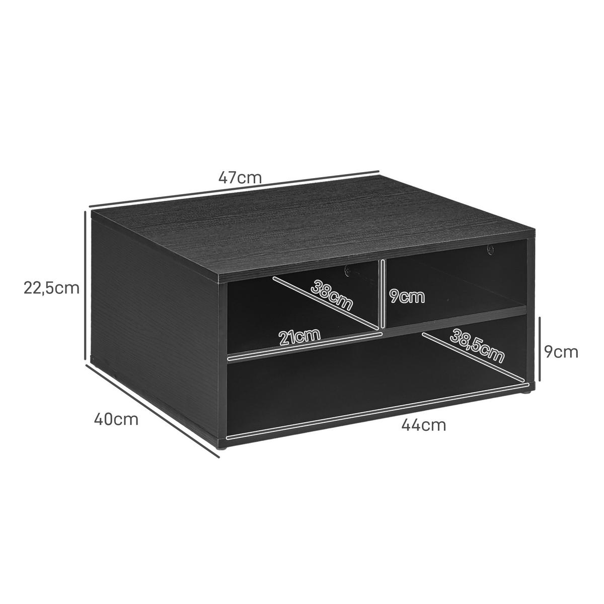 AKTENREGAL DE-14524 3 offene Fächer für Drucker Schwarz - Schwarz, Holzwerkstoff (40/22.5/47cm) - ComfortXL
