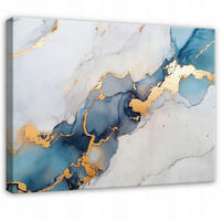 LEINWANDBILD Abstrakt Marmor Blau Gold Modern Wohnzimmer 100x70 - Grau, Holzwerkstoff (100/70cm) - Wallarena