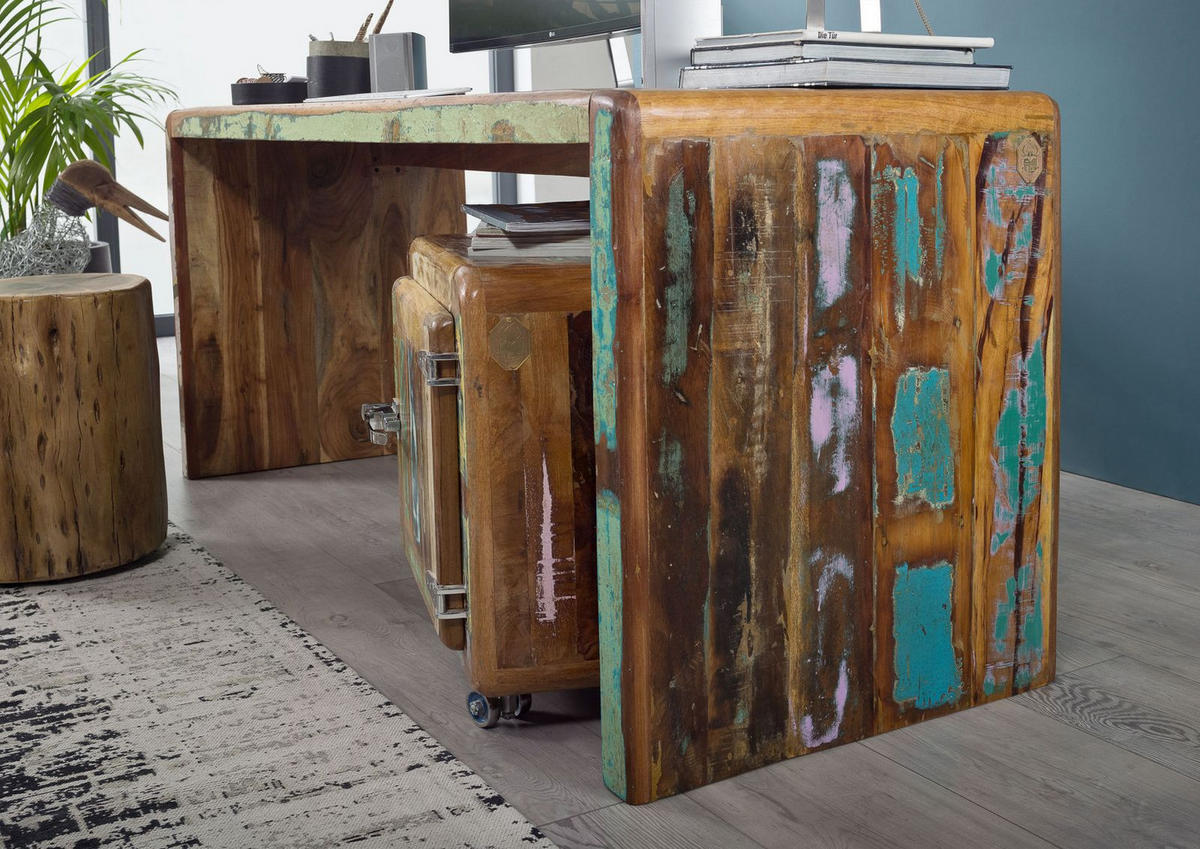 SCHREIBTISCH Altholz 170x65x76 mehrfarbig lackiert FREEZY #40 - Multicolor, Holz (65/170/76cm) - Massivmoebel24