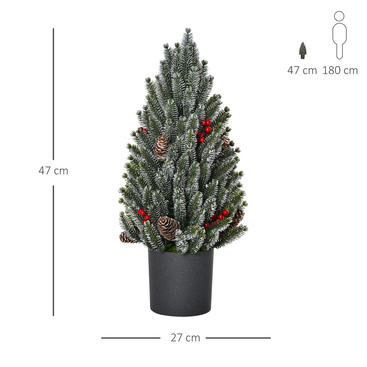WEIHNACHTSBAUM, 47 cm, PE, PVC, Grün - Grün, Kunststoff (47cm) - HOMCOM