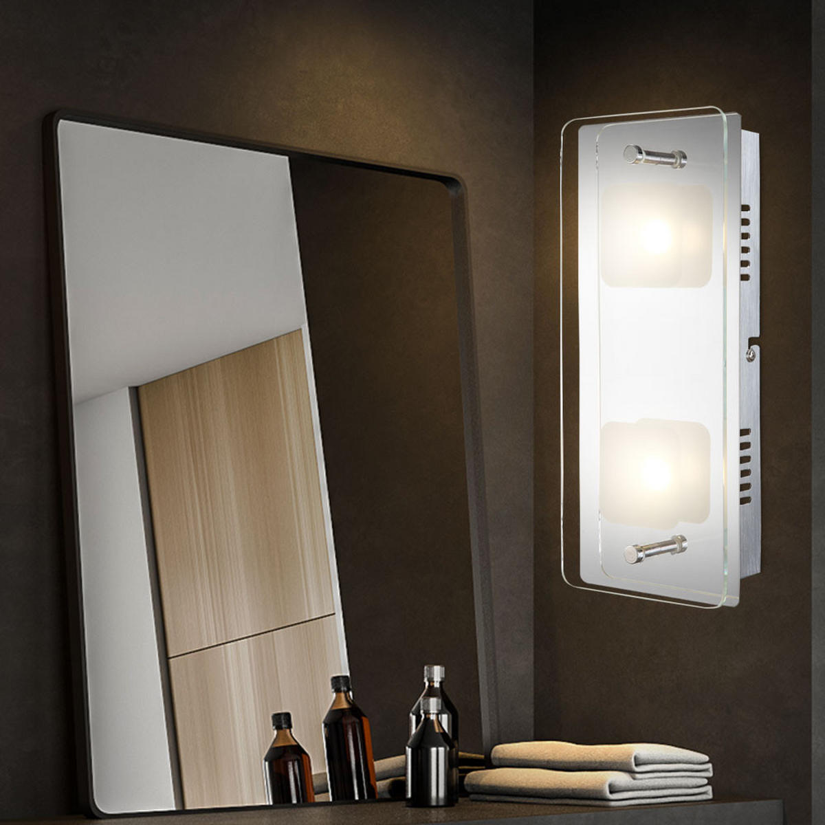 LED WANDLEUCHTE JEMINA Metall Silber 2er Set - Silberfarben, Glas (12/6.2/28cm) - Globo Lighting