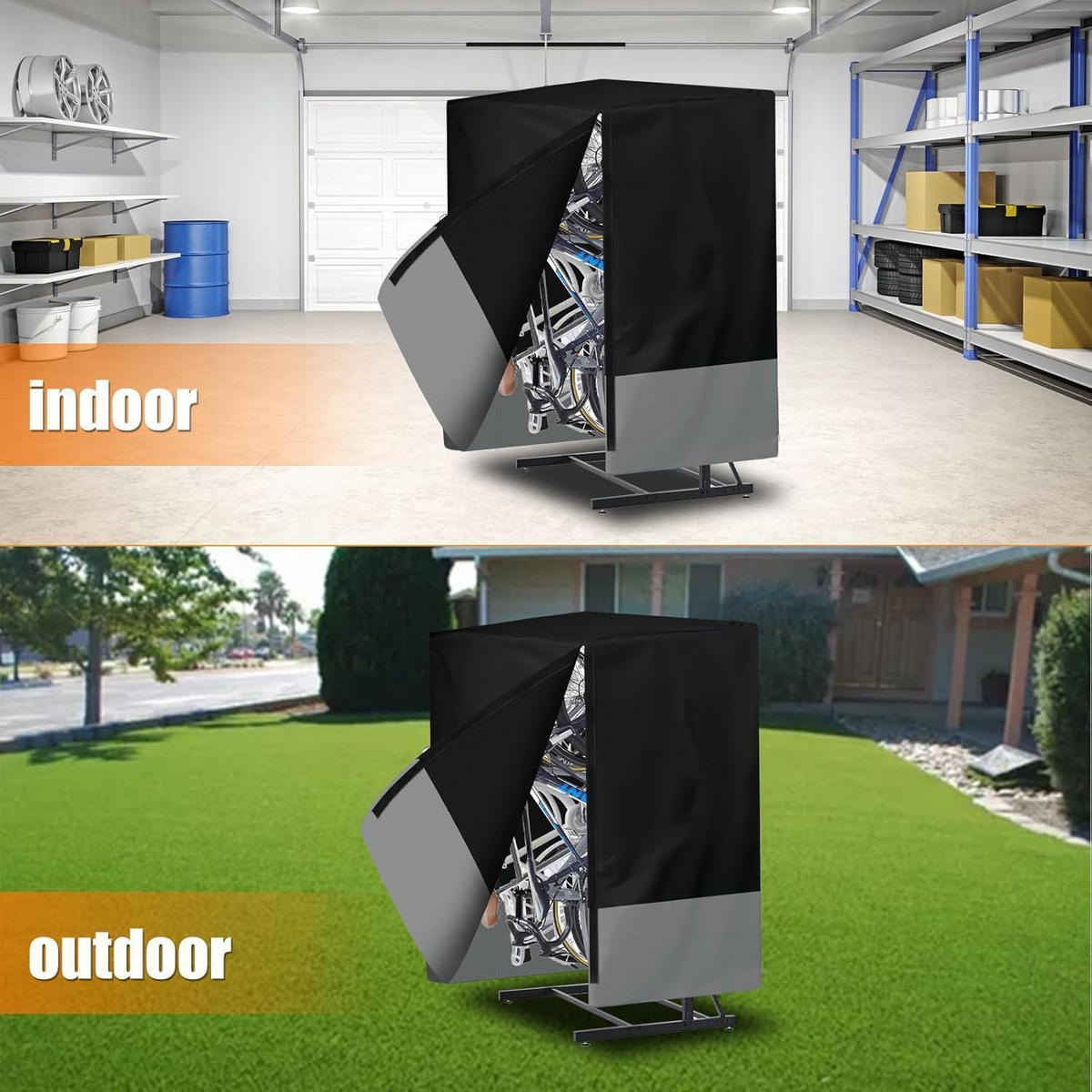 FAHRRADABDECKUNG Wasserdicht 420D Oxford-Stoff mit Reflektoren - Multicolor, Textil (200/110/220cm)