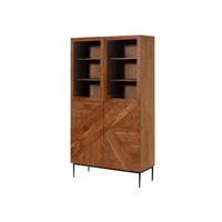VITRINE Akazie 100x40x175 natur lackiert KARLSTAD #25 - Braun, Holz (100/175/40cm) - Massivmoebel24