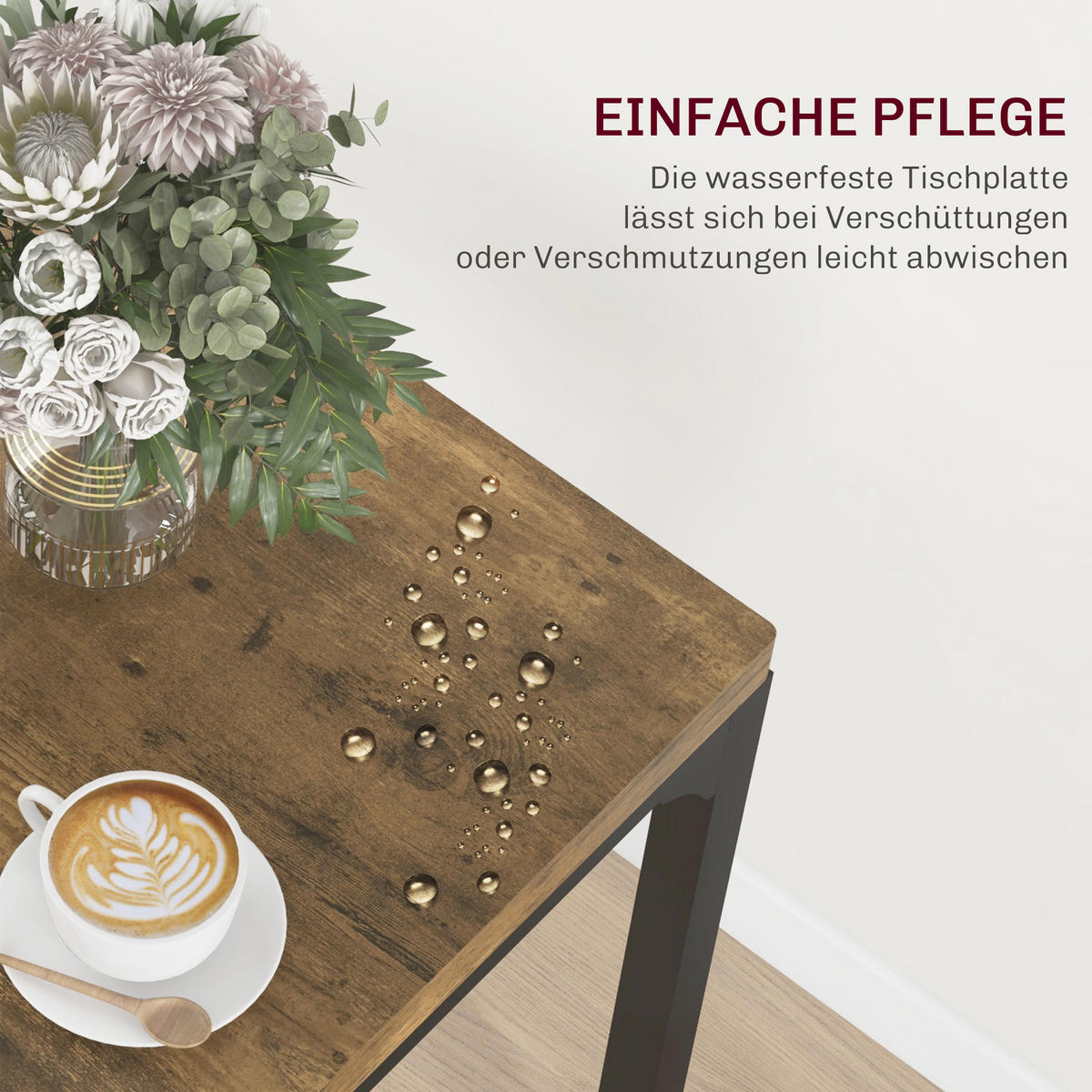 3-TEILIGE Essgruppe Küchentisch mit Metallgestell Esszimmergruppe Sitzgruppe - Braun, Holzwerkstoff (60/76/60cm) - HOMCOM