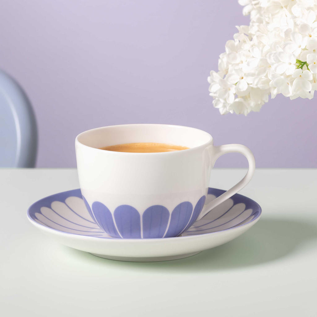 KAFFEETASSE MIT UNTERTASSE Fleur Couleur Bleu 160 ml - Blau, Keramik (0.16L) - Villeroy & Boch