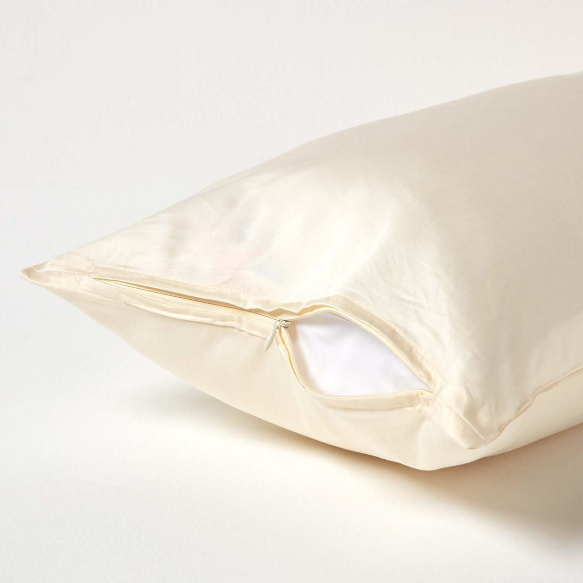 BIO-KISSENBEZUG Satin, Fadendichte 400 - Creme, Textil (40/80cm) - Homescapes