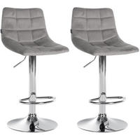 BARHOCKER 2er Set James Samt chrom grau - Chromfarben/Grau, Textil/Metall (43/108.5/46.5cm) - TPFLiving