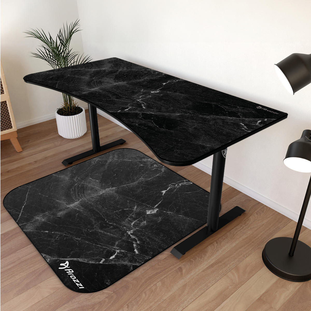 BODENSCHUTZMATTEN Zona Quadrat 116 cm Schwarzer Marmor - Schwarz, Textil (116/116cm) - Arozzi