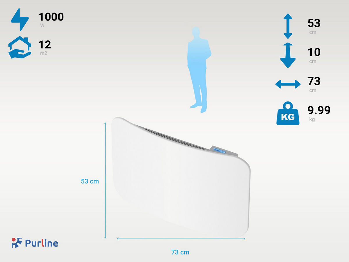 KERAMIK-HEIZUNG Weiß mit WiFi-Kontrolle 1000 W - Weiß, Keramik (73/53/10cm) - Purline
