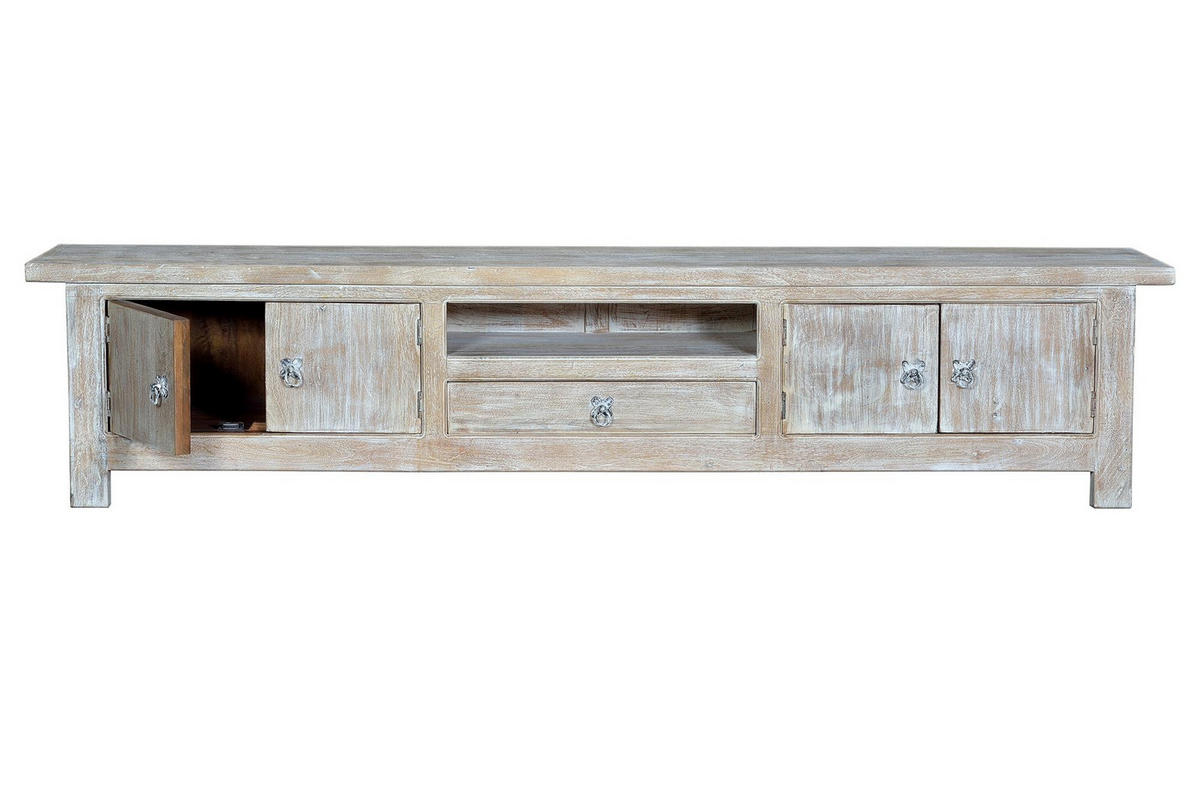 TV-SCHRANK aus gealtertem weißem Mangoholz - Perlmutt, Holz (230/44/50cm) - Giner y Colomer