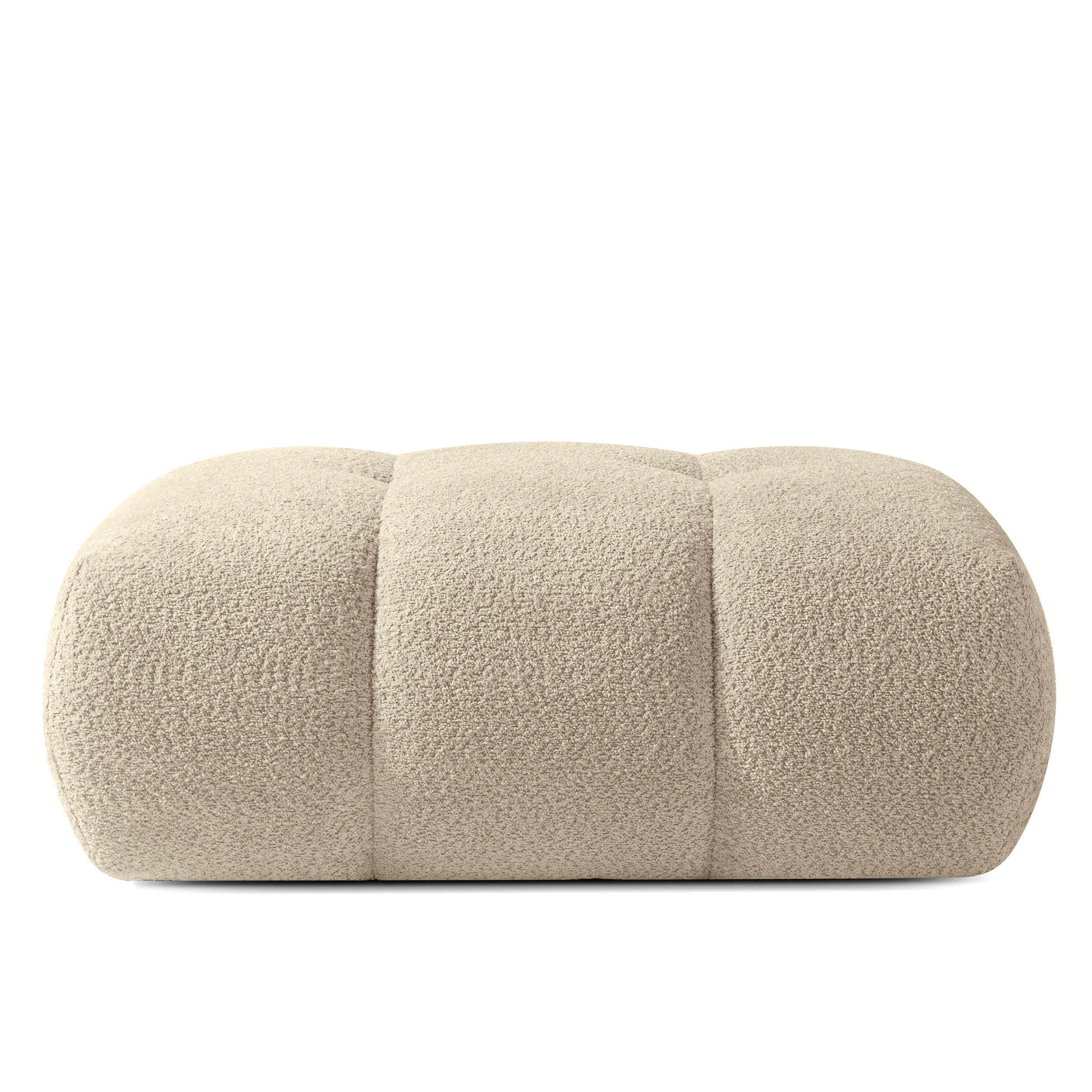 POUF LIRA, Hellbeige, Bouclé - Beige, Holz/Holzwerkstoff (96/43/50cm) - KONSIMO®
