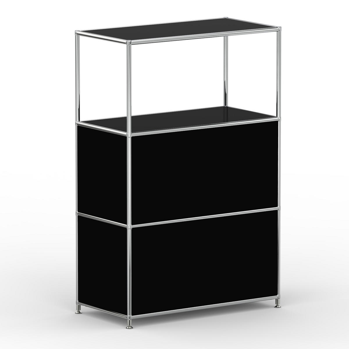 HOCHSCHRANK, 1 offenes Fach, 2 Klappen, Breite 77 cm, Graphitschwarz - Chromfarben/Silberfarben, Metall (40/118/77.2cm) - Versee