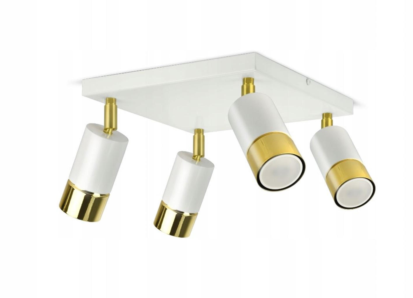 DECKENLEUCHTE Milano Spot - Weiß Hochglanz/Goldfarben, Metall (25/25/18cm) - kiki design
