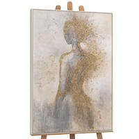 GEMÄLDE Goldene Aura Schattenfugenrahmen Beige 140x100 cm - Beige, Holz (140/100cm) - YS-art gallery
