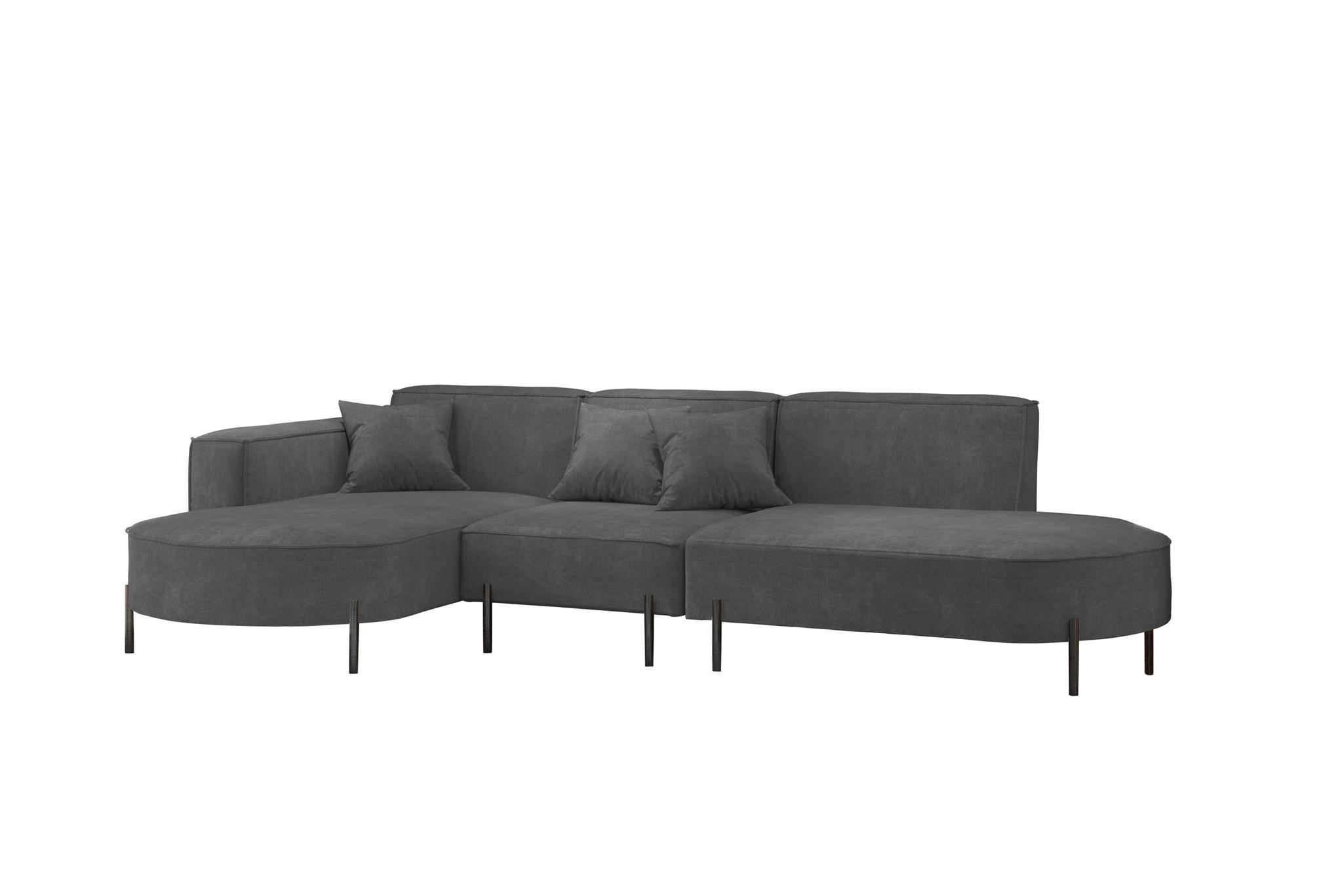 ECKSOFA Valencia - Anthrazit, Holzwerkstoff/Textil (321/165cm) - Fun Möbel