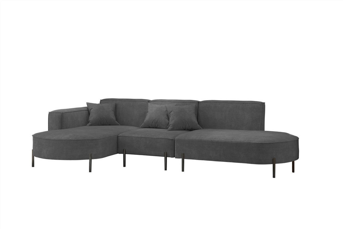 ECKSOFA Valencia - Anthrazit, Holzwerkstoff/Textil (321/165cm) - Fun Möbel