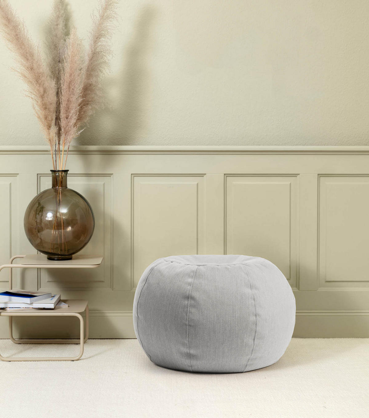 OUTDOOR POUF Der Kugelige - Hellgrau, Textil (60/40/60cm) - Mokebo