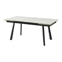 ESSTISCH ausziehbar - 6 bis 10 Personen - Keramik & Metall - Marmor-Optik Weiß & Schwarz - MARVENA - Schwarz, Keramik (260/90/76cm) - Vente-Unique