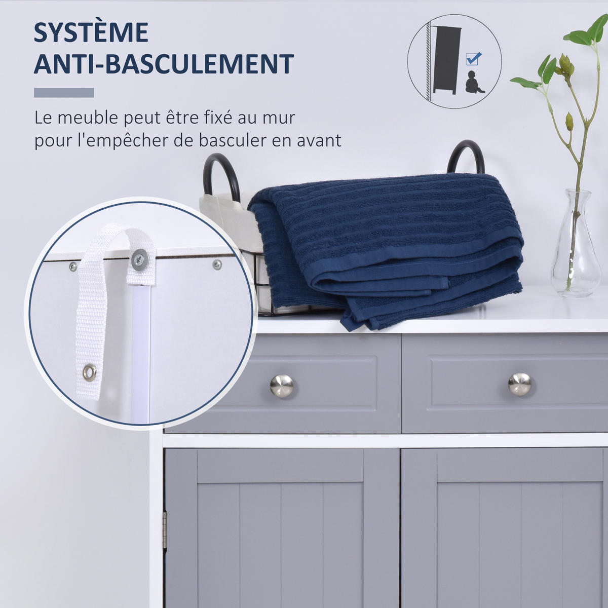 MIDISCHRANK DE-17310 mit 2 Schubladen & verstellbarem Regal Grau - Grau, Holzwerkstoff (30/75/60cm) - ComfortXL