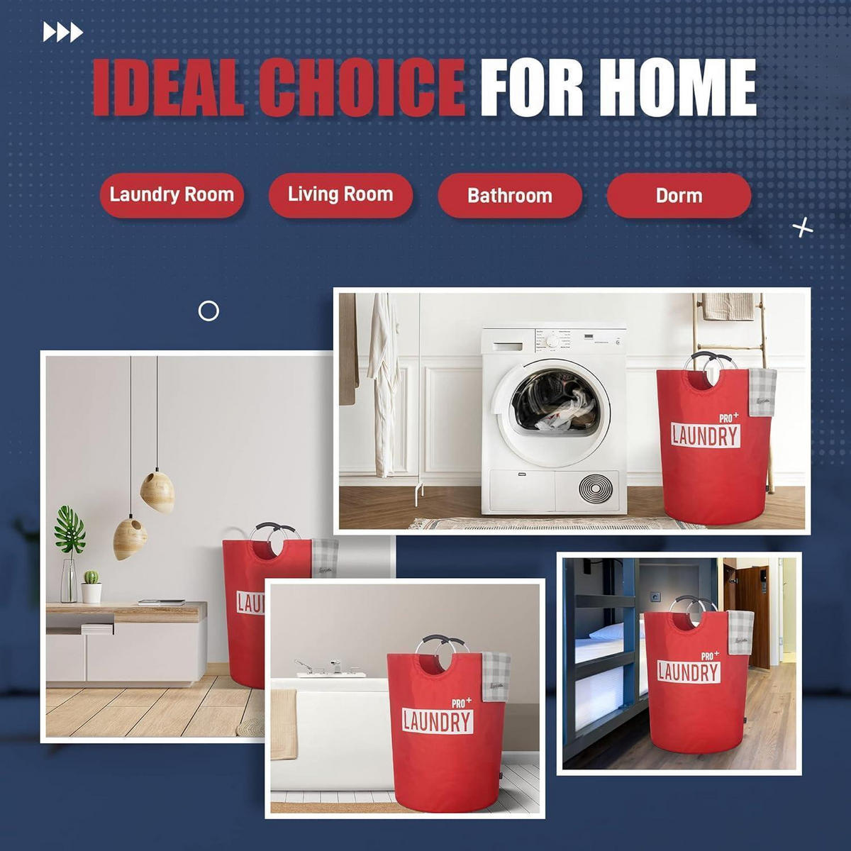 WÄSCHEKORB 150L Rot mit gepolsterten Griffen - Rot, Textil (40/79/60cm)