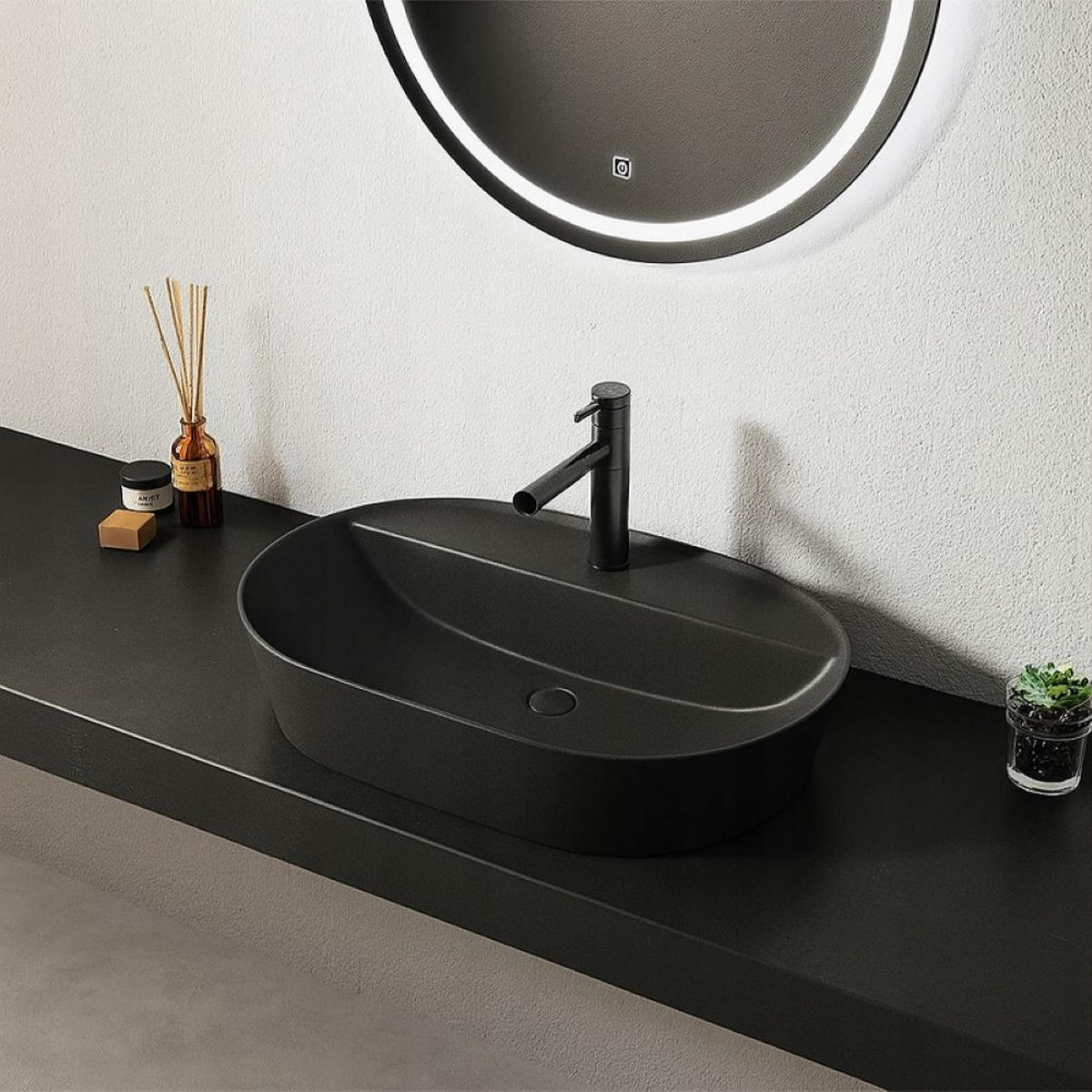 WASCHBECKEN, schwarz 60/40/12 - Schwarz, Keramik (40/12/60cm)