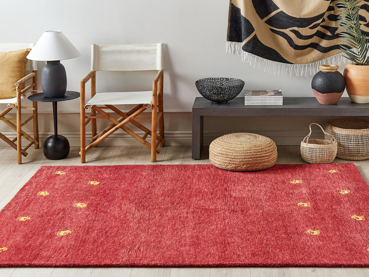 KURZFLOR-GABBEH Yarali 230/160 cm - Rot, Textil (160/230cm) - Beliani