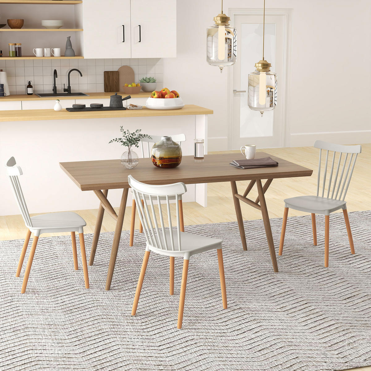 ESSZIMMERSTÜHLE 4er-Set DE-13215 Skandinavisch & hohe Rückenlehne Grau - Grau, Kunststoff (52.5/83/48cm) - ComfortXL