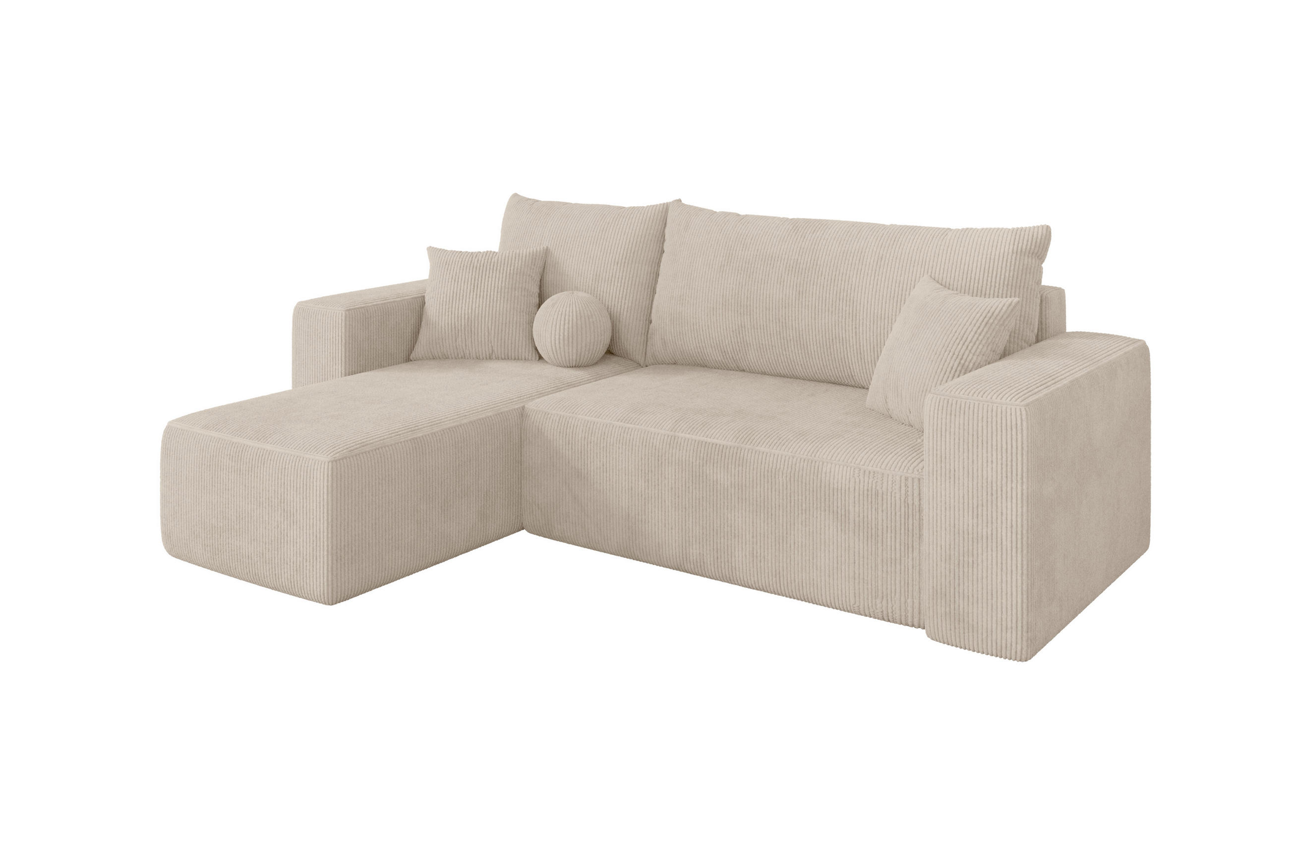 ROHOVÁ SEDAČKA s funkcí spaní, otoman vlevo SENO-L 249x139x85 béžová manšestr - černá/béžová, kompozitní dřevo/textil (249/139cm) - ALTDECOR