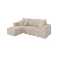 ROHOVÁ SEDAČKA s funkcí spaní, otoman vlevo SENO-L 249x139x85 béžová manšestr - černá/béžová, kompozitní dřevo/textil (249/139cm) - ALTDECOR