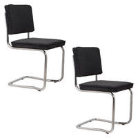 ESSZIMMERSTUHL Ridge Kink Rib Schwarz - 2 er Set - Schwarz, Textil (48/85/50cm) - Zuiver